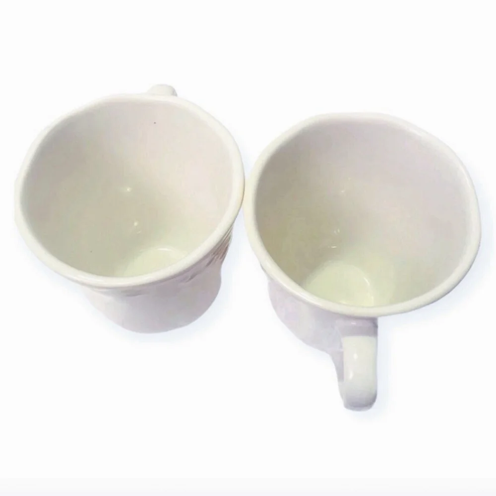 Pair Vintage Lenox Butlers Pantry Gourmet Mugs 14oz White Cream Farmhouse 4.5” - Picture 8 of 13
